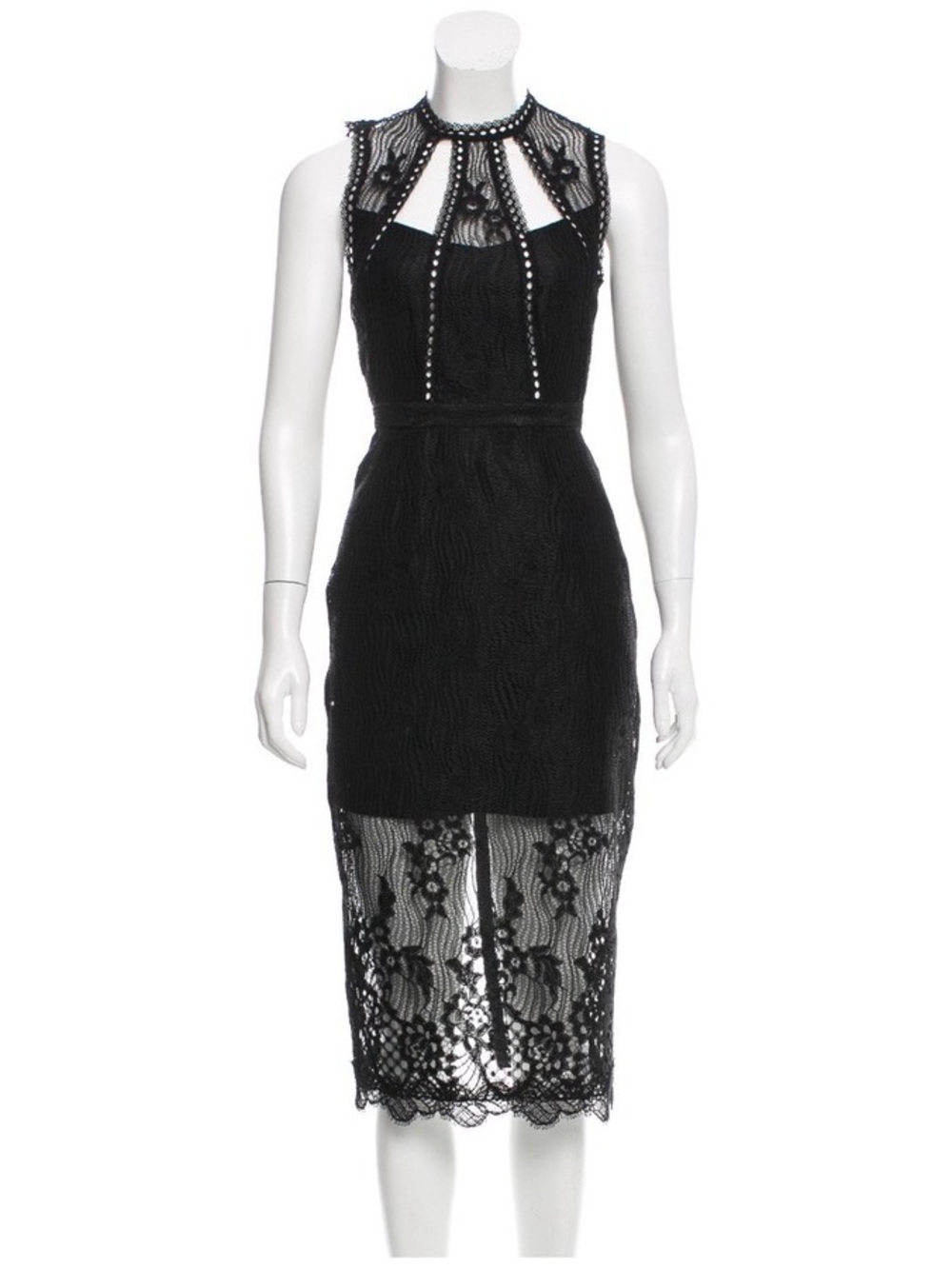 Black Lace Halter Midi Dress
